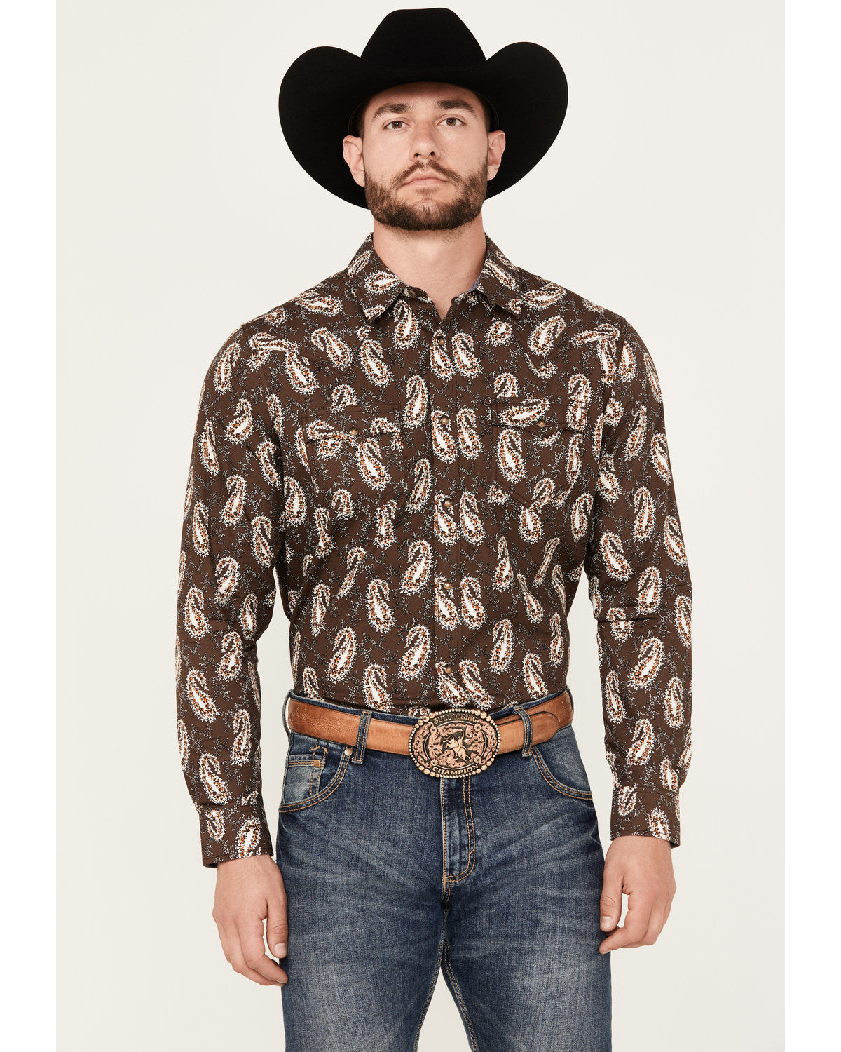 Cody James Men's Flea Market Paisley Print Long Sleeve Snap Western Sh