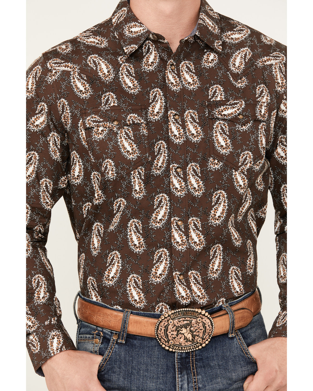 Cody James Men's Flea Market Paisley Print Long Sleeve Snap Western Sh
