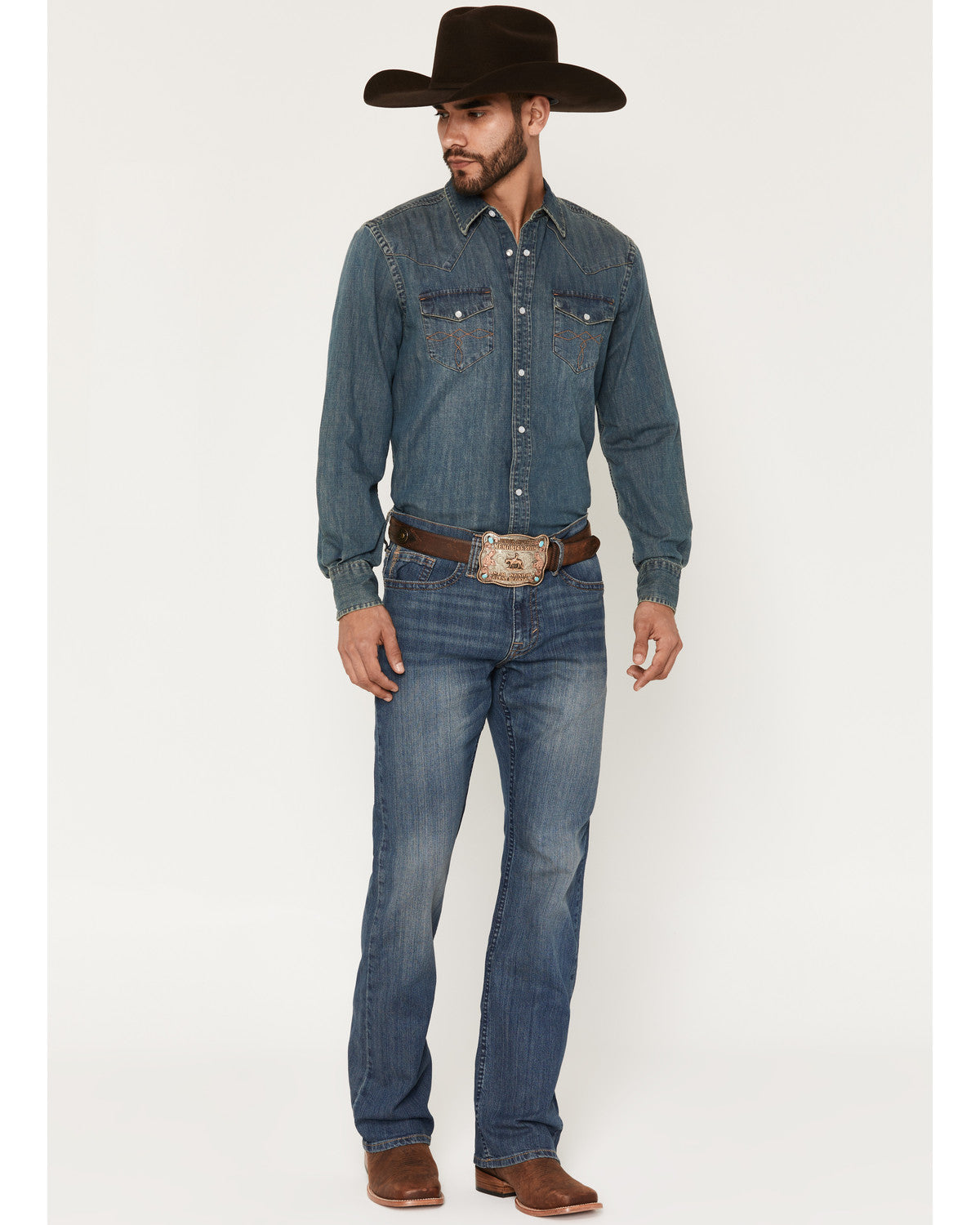 Cody James Men's Wolfstooth Wash Duke Relaxed Bootcut Stretch Denim Je