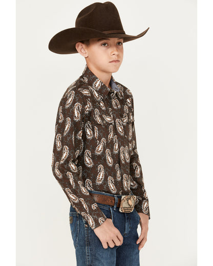 Cody James Boys' Flea Market Paisley Print Long Sleeve Snap Western Sh