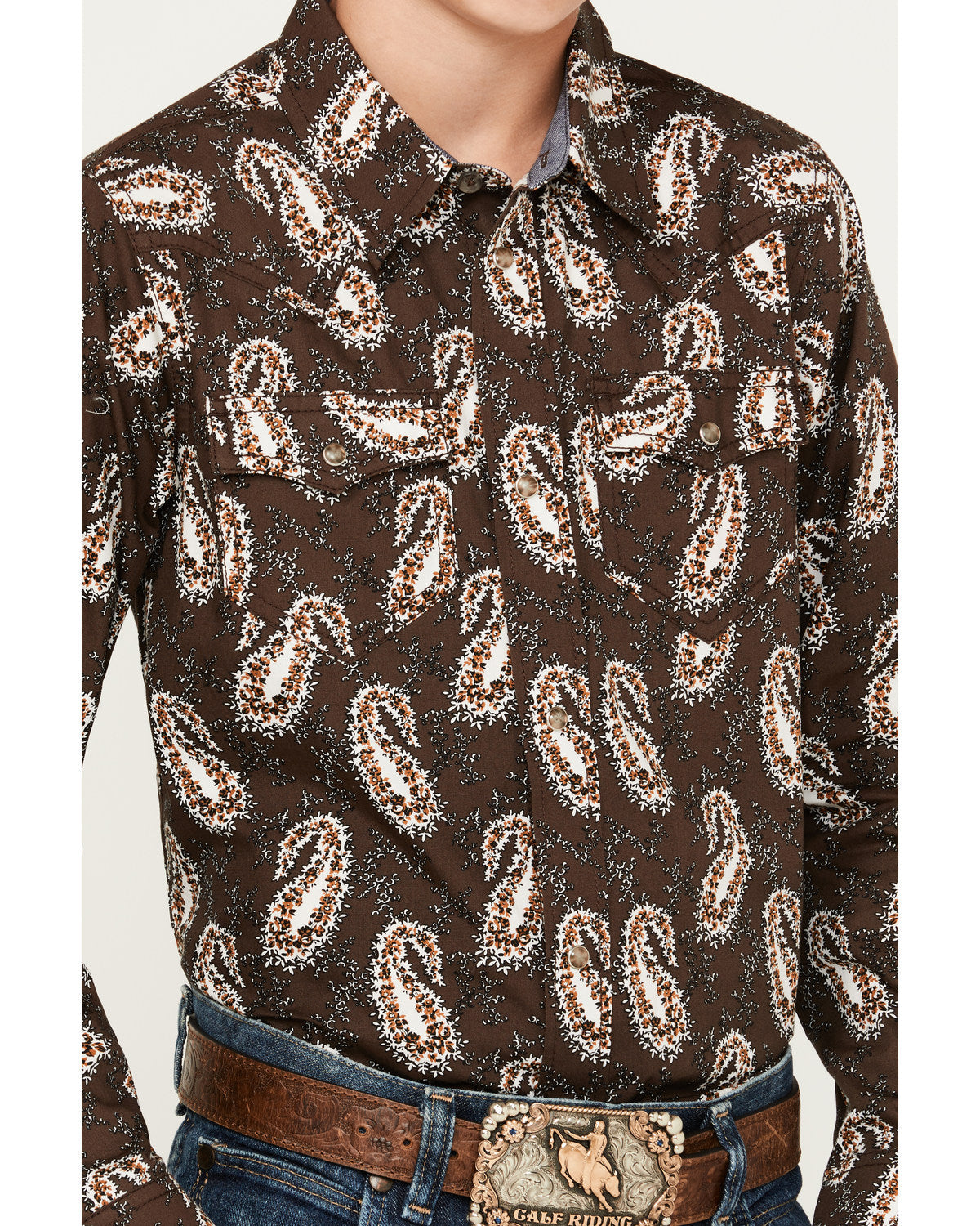Cody James Boys' Flea Market Paisley Print Long Sleeve Snap Western Sh