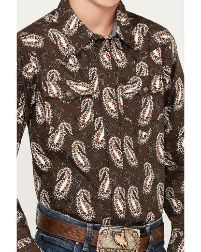 Cody James Boys' Flea Market Paisley Print Long Sleeve Snap Western Sh