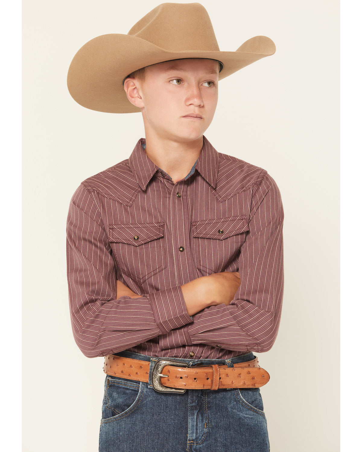 Cody James Boys' Everest Peak Striped Print Long Sleeve Snap Western S
