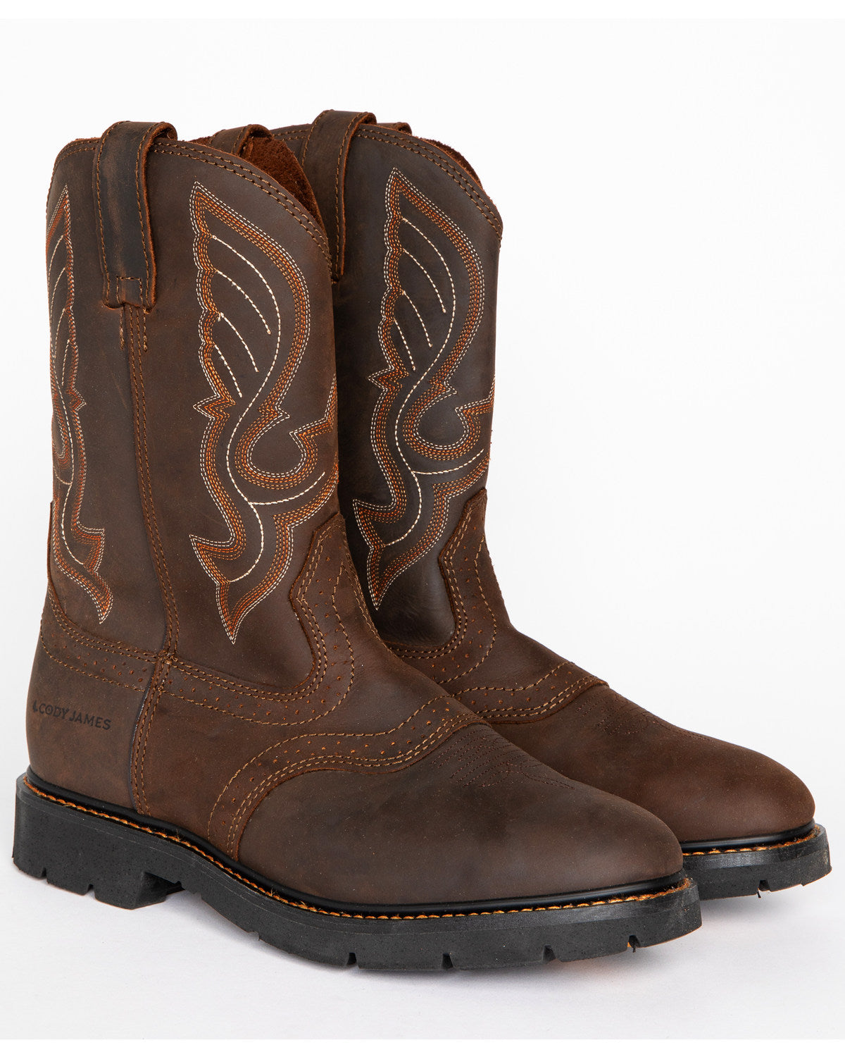 Cody James Men's Mustang Western Pull-On Work Boots - Soft Toe