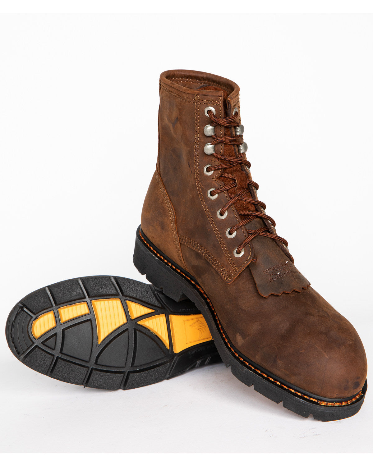 Cody James Men's 8" Mustang Lace-Up Kiltie Waterproof Work Boots - Com