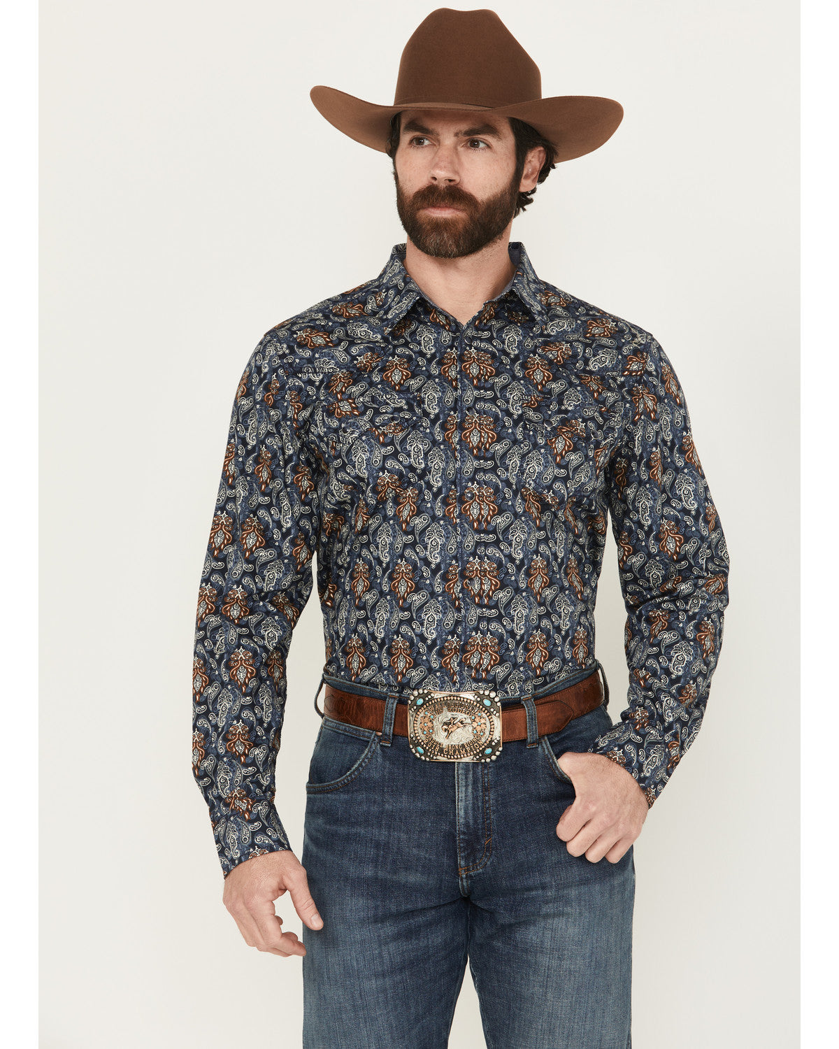 Cody James Men's Rodeo Ritz Paisley Print Long Sleeve Snap Western Shi