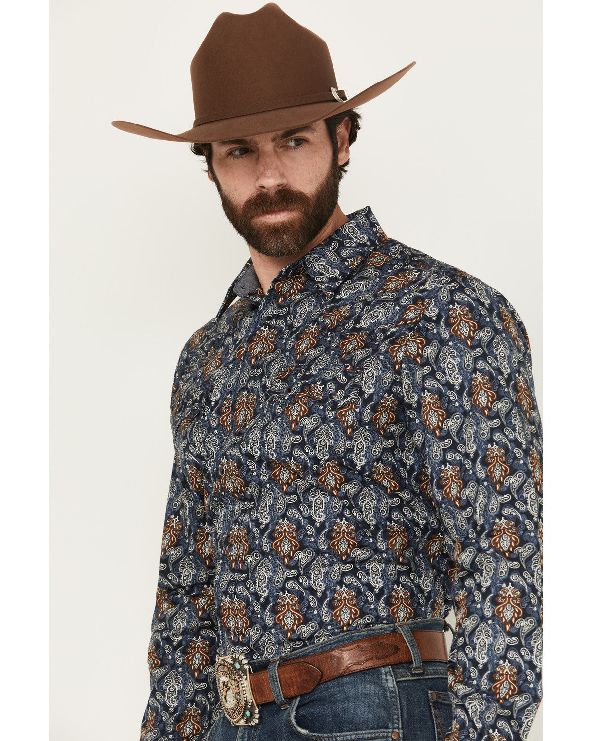 Cody James Men's Rodeo Ritz Paisley Print Long Sleeve Snap Western Shi