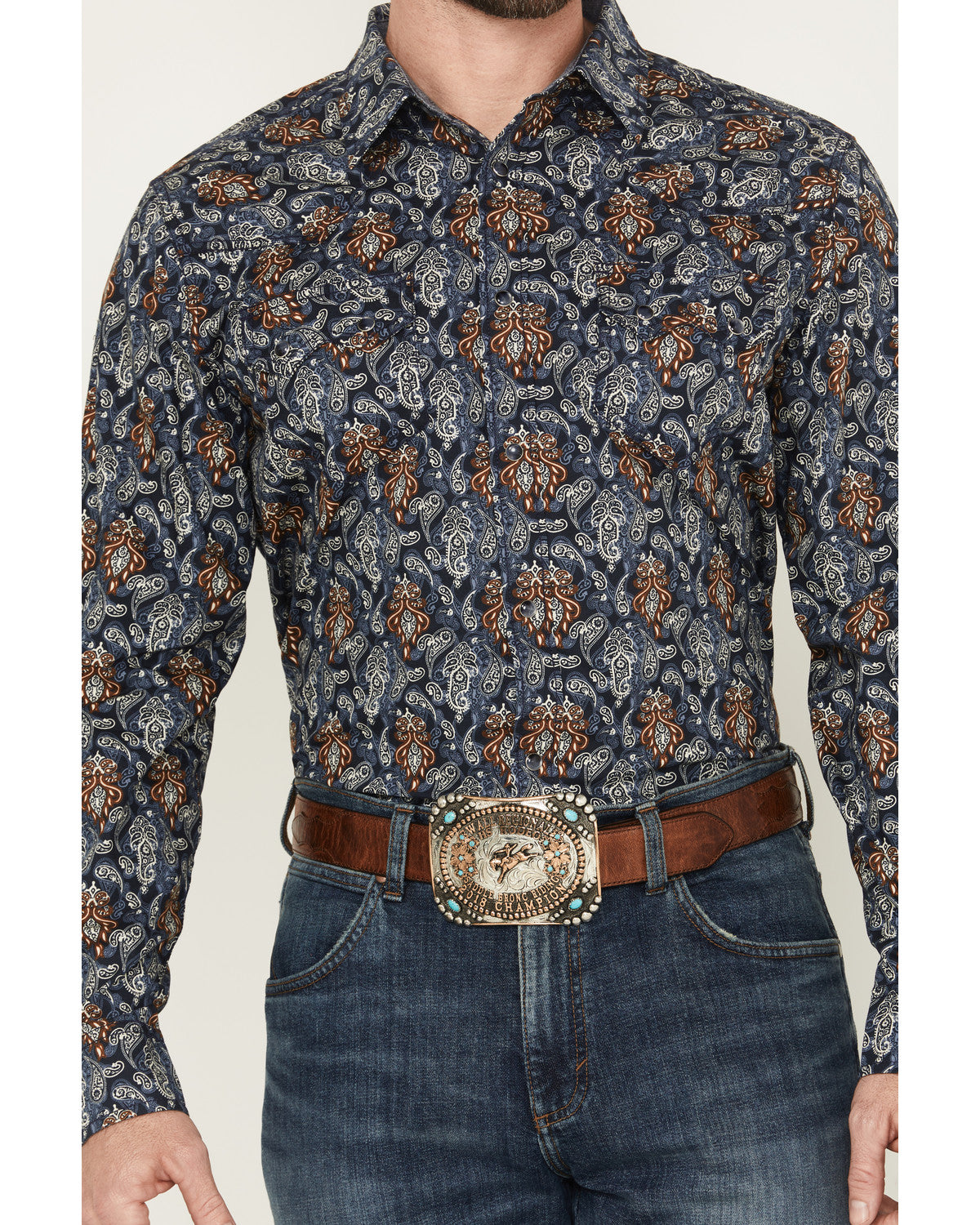 Cody James Men's Rodeo Ritz Paisley Print Long Sleeve Snap Western Shi