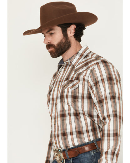 Cody James Men' Rodeo Plaid Print Long Sleeve Snap Western Shirt