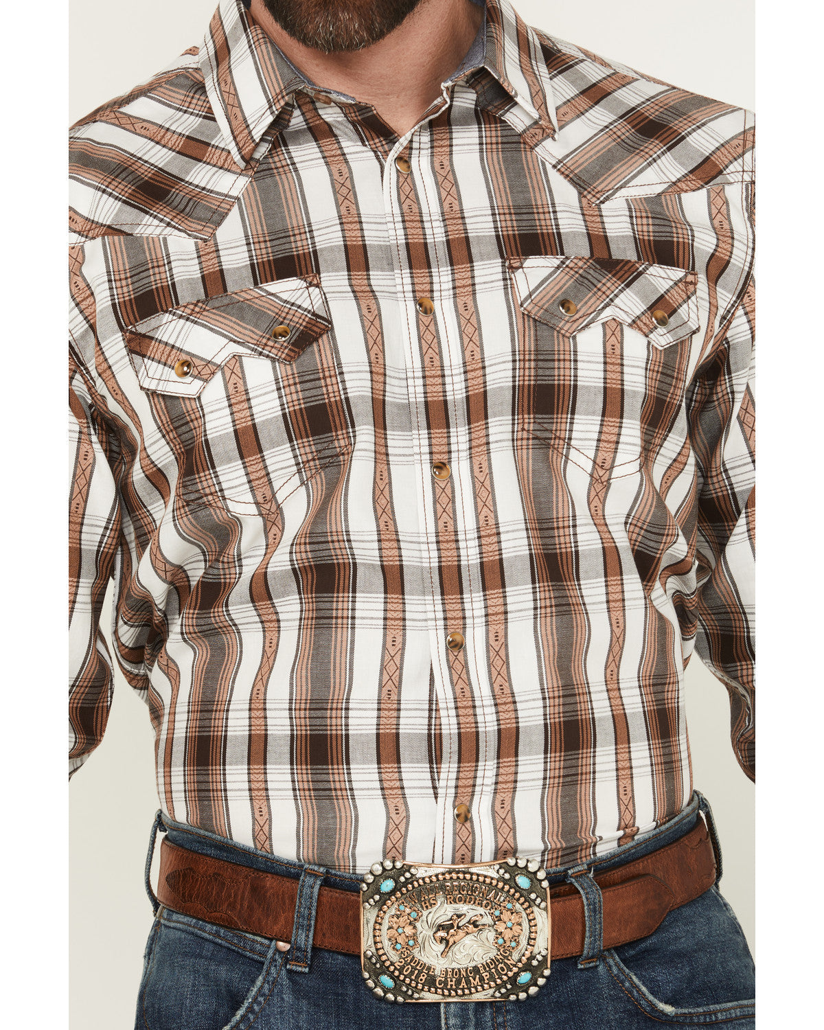 Cody James Men' Rodeo Plaid Print Long Sleeve Snap Western Shirt
