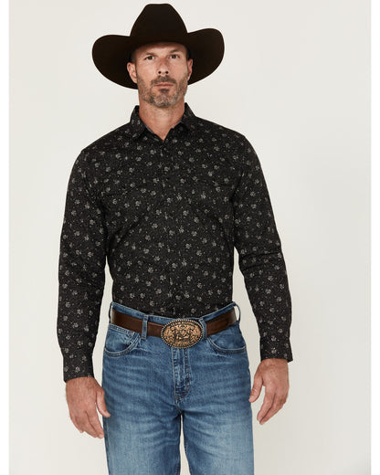 Cody James Men's Saddle Peak Floral Print Long Sleeve Snap Western Shi