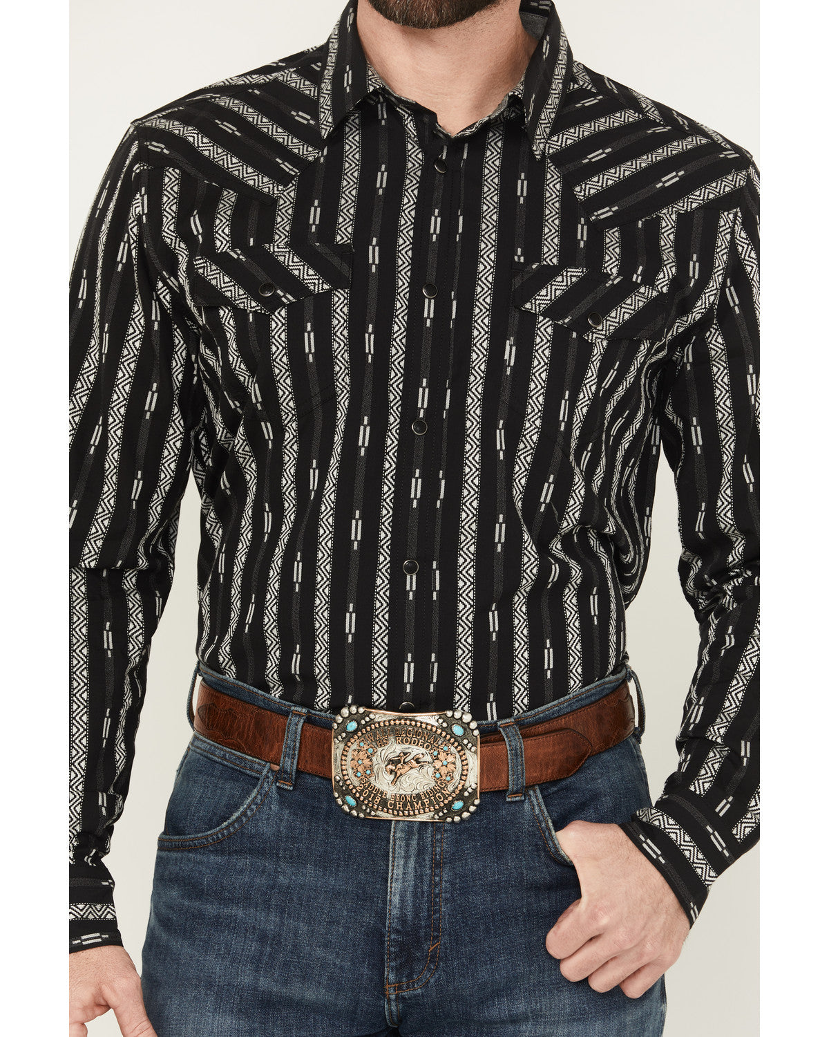 Cody James Men's Range Rover Ready Striped Long Sleeve Snap Western Sh