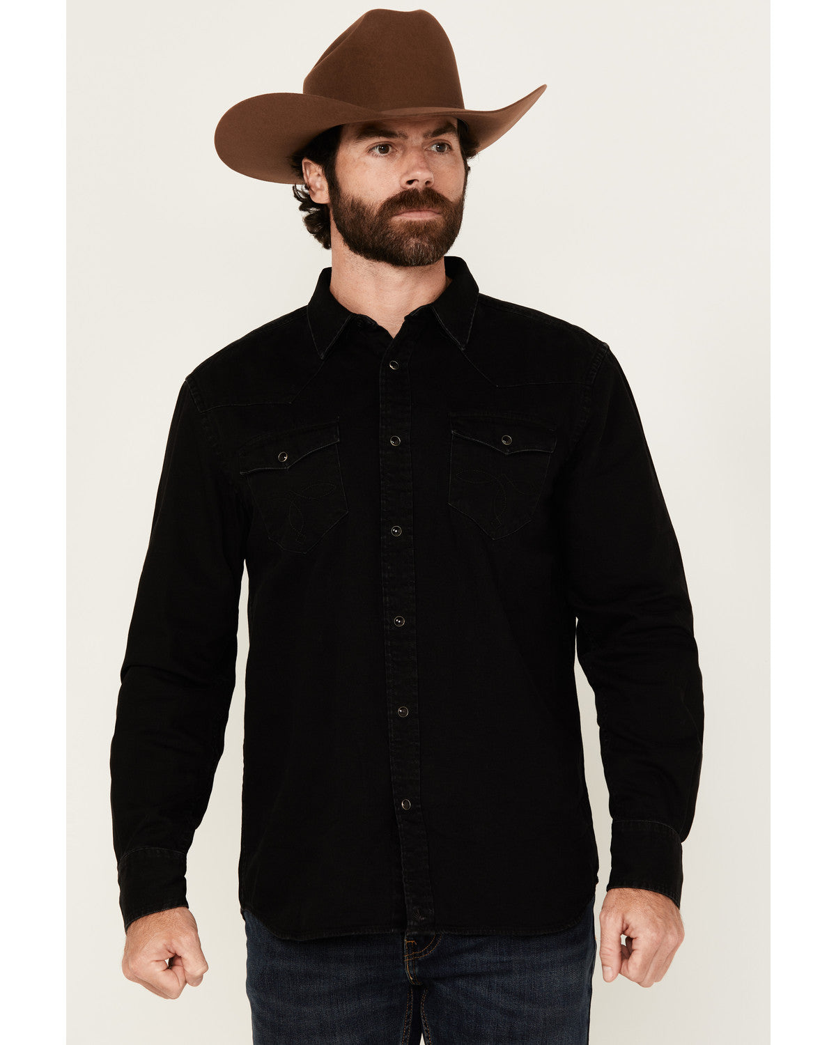 Cody James Men's Solid Long Sleeve Snap Denim Western Shirt - Big