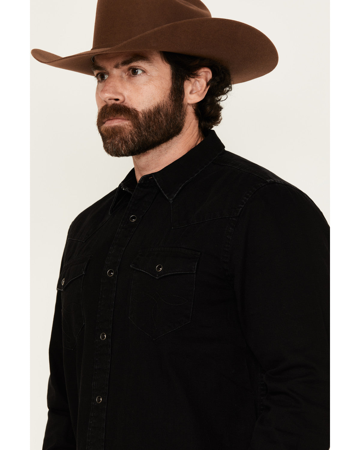 Cody James Men's Solid Long Sleeve Snap Denim Western Shirt - Big