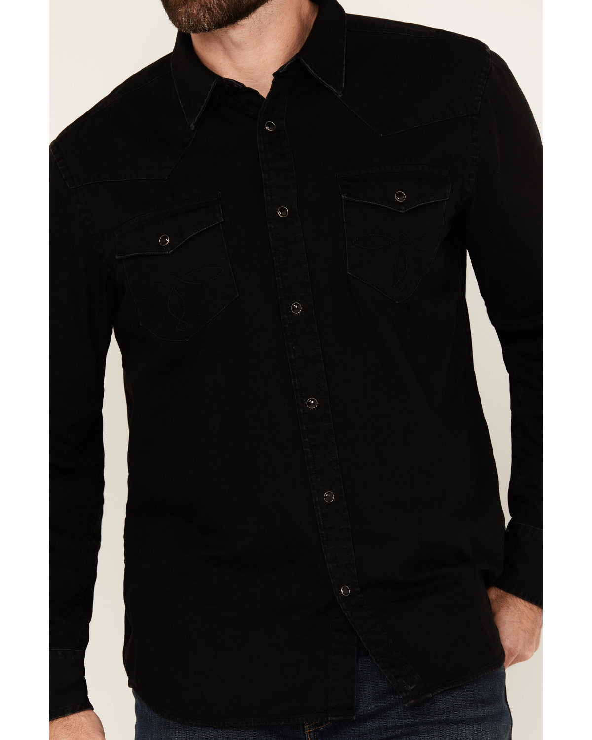 Cody James Men's Solid Long Sleeve Snap Denim Western Shirt - Big