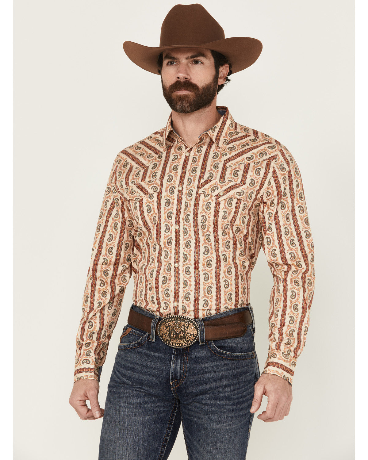 Cody James Men's Stillwell Paisley Print Long Sleeve Snap Western Shir