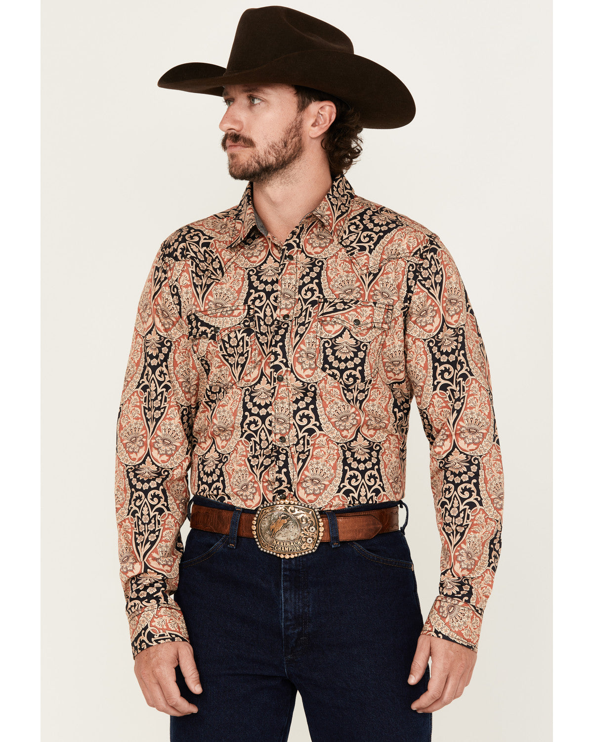 Cody James Men's Graysill Medallion Print Long Sleeve Snap Western Shi