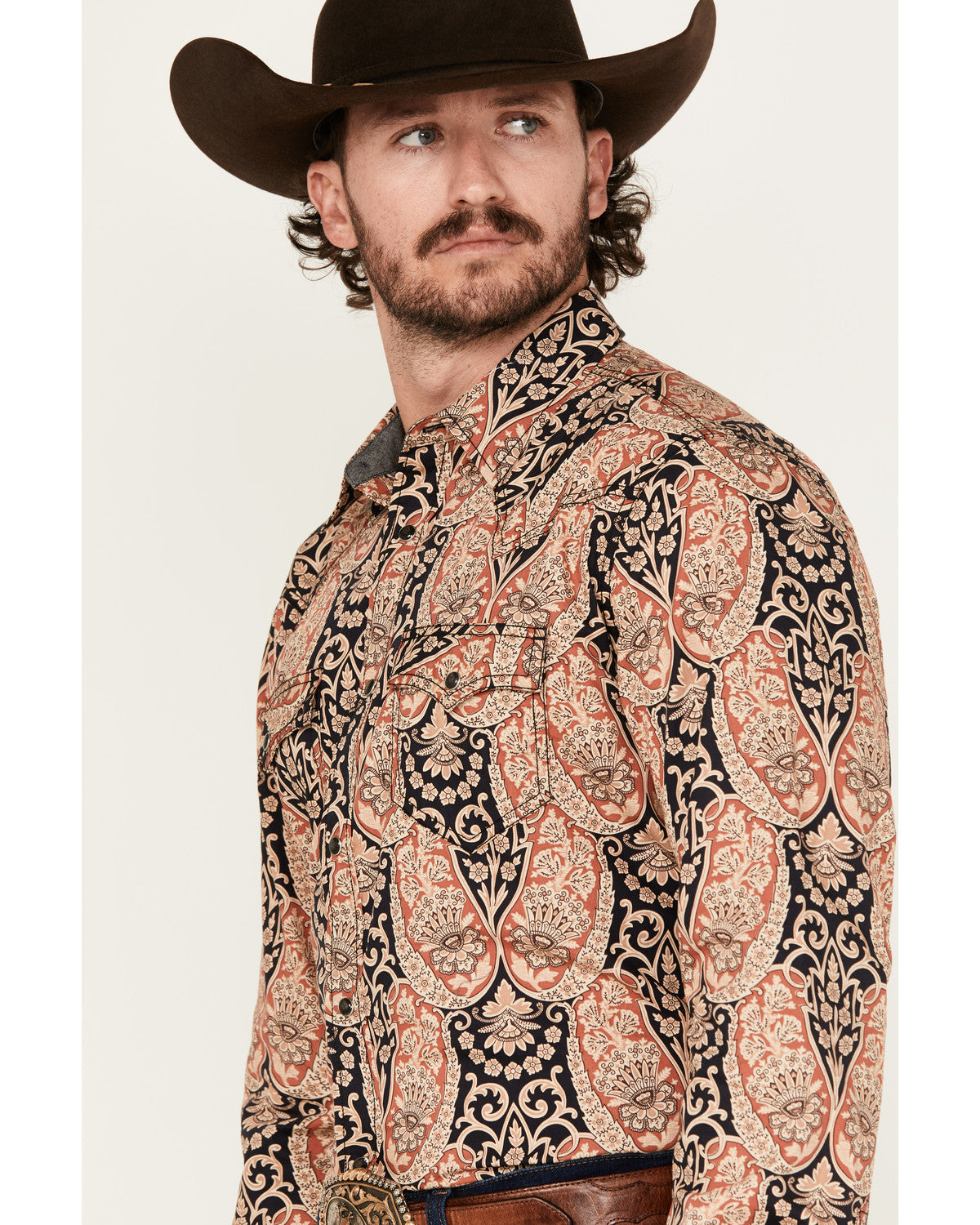 Cody James Men's Graysill Medallion Print Long Sleeve Snap Western Shi