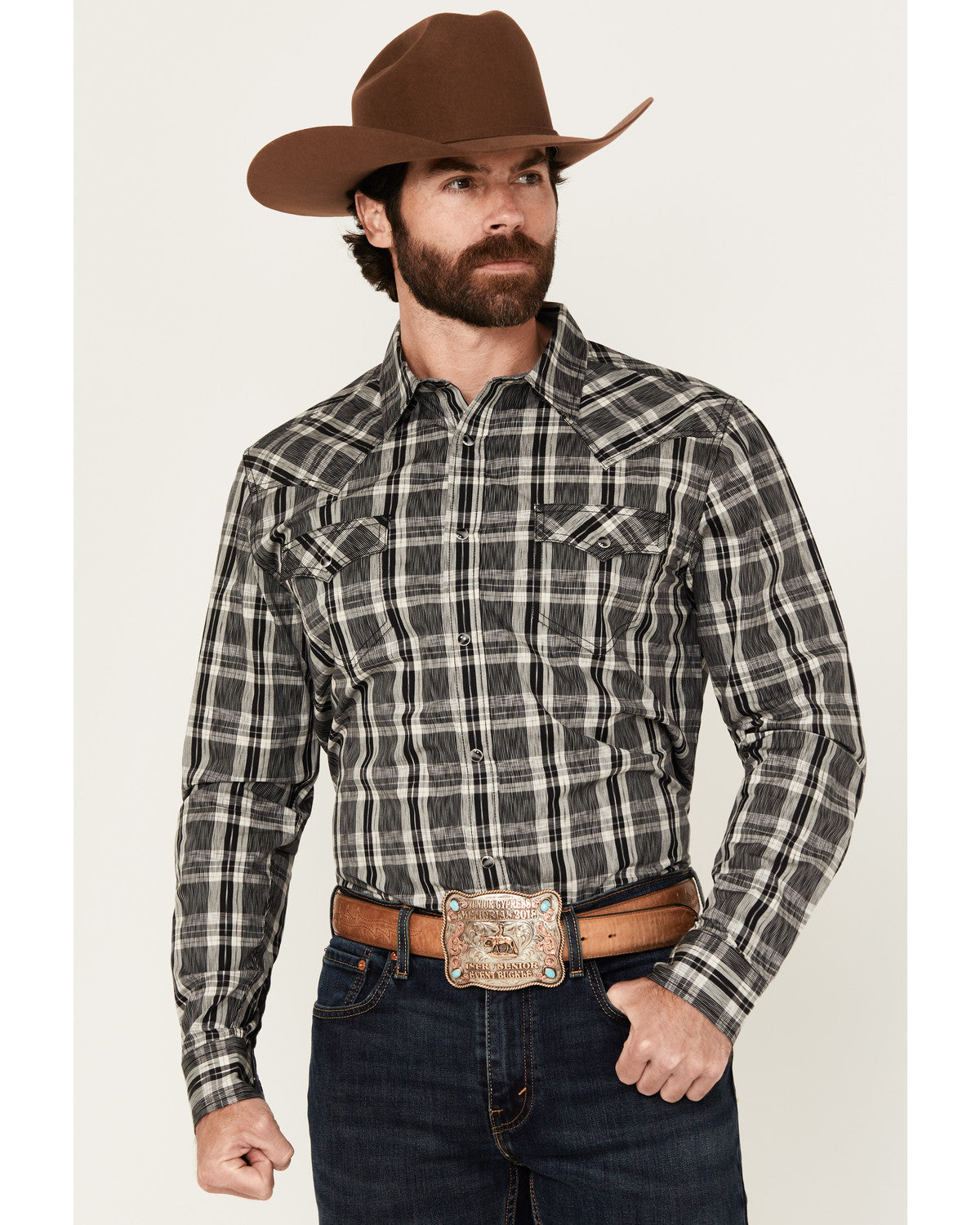 Cody James Men's Denton Plaid Print Long Sleeve Snap Western Shirt