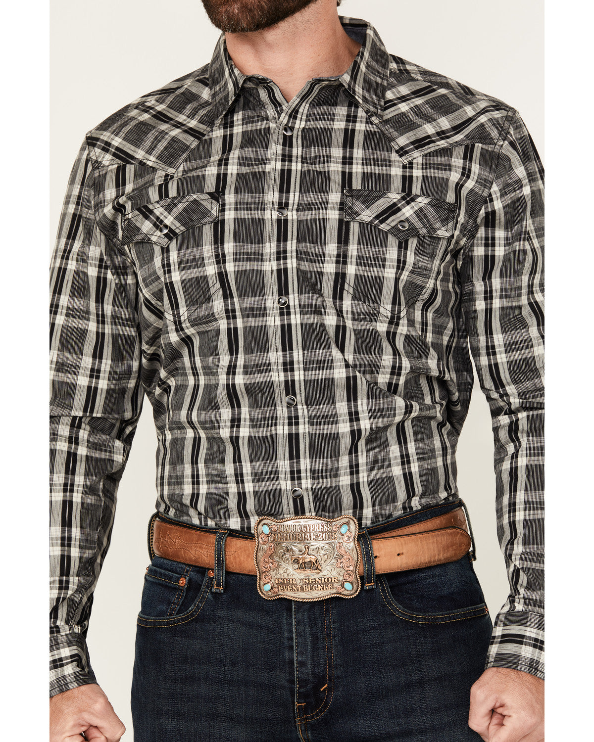Cody James Men's Denton Plaid Print Long Sleeve Snap Western Shirt
