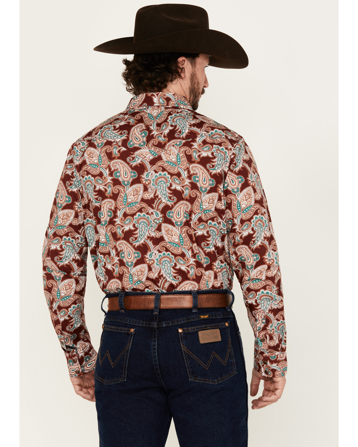 Cody James Men's Noah Paisley Print Long Sleeve Snap Western Shirt - T