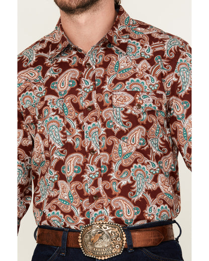 Cody James Men's Noah Paisley Print Long Sleeve Snap Western Shirt - B