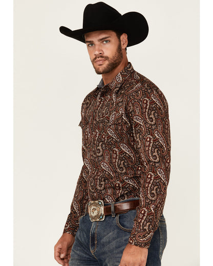 Cody James Men's Leo Paisley Print Long Sleeve Snap Western Shirt