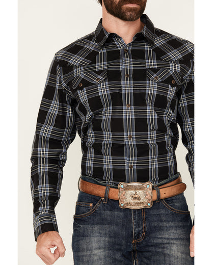Cody James Men's Irving Plaid Print Long Sleeve Snap Western Shirt - B