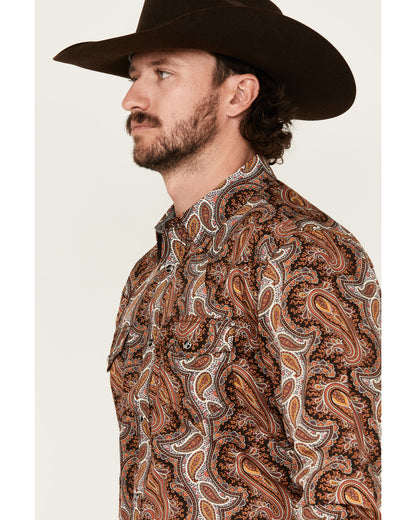 Cody James Men's Dennis Paisley Print Long Sleeve Snap Western Shirt