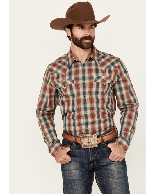 Cody James Men's Ricardo Plaid Print Long Sleeve Snap Western Shirt -