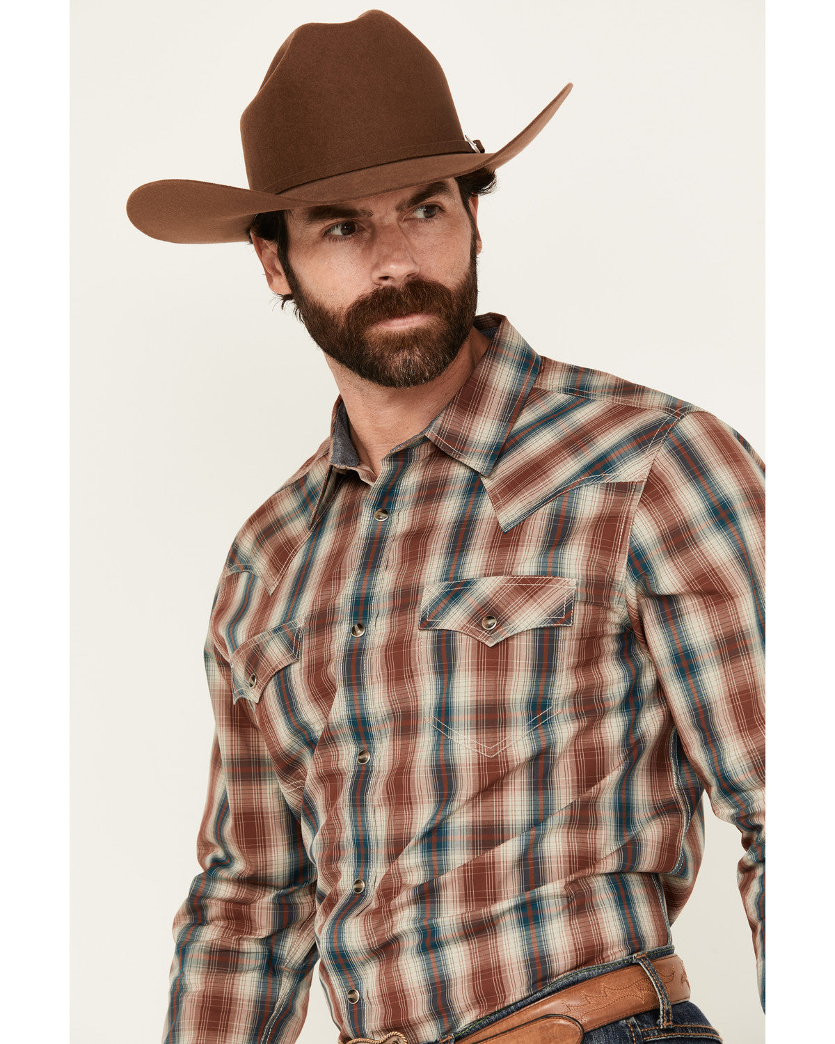 Cody James Men's Ricardo Plaid Print Long Sleeve Snap Western Shirt -