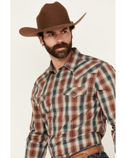 Cody James Men's Ricardo Plaid Print Long Sleeve Snap Western Shirt -