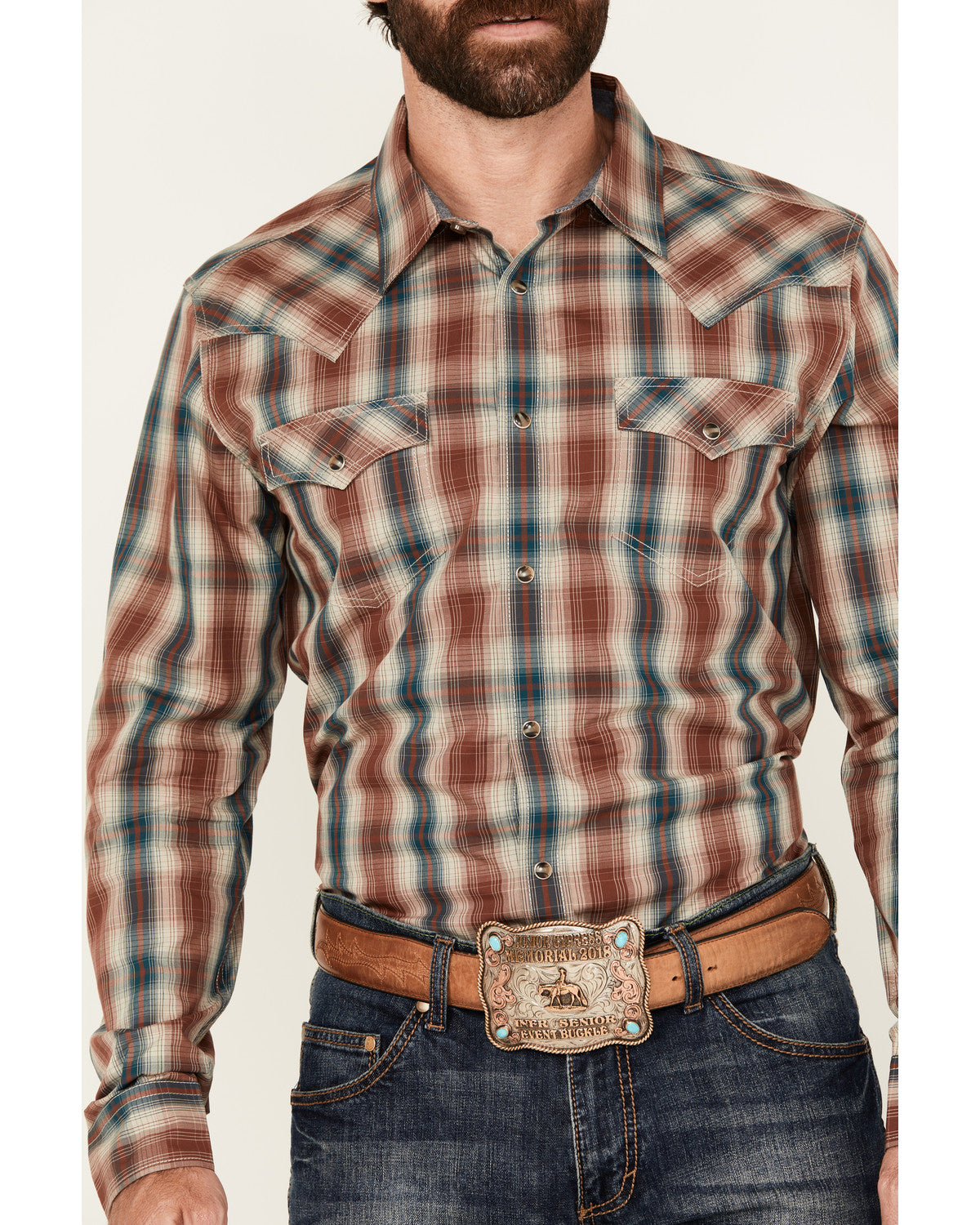 Cody James Men's Ricardo Plaid Print Long Sleeve Snap Western Shirt -