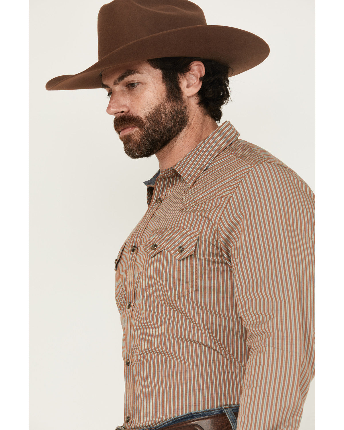Cody James Men's Tanner Vertical Striped Print Long Sleeve Snap Wester