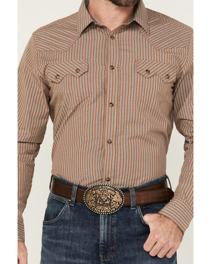 Cody James Men's Tanner Vertical Striped Print Long Sleeve Snap Wester