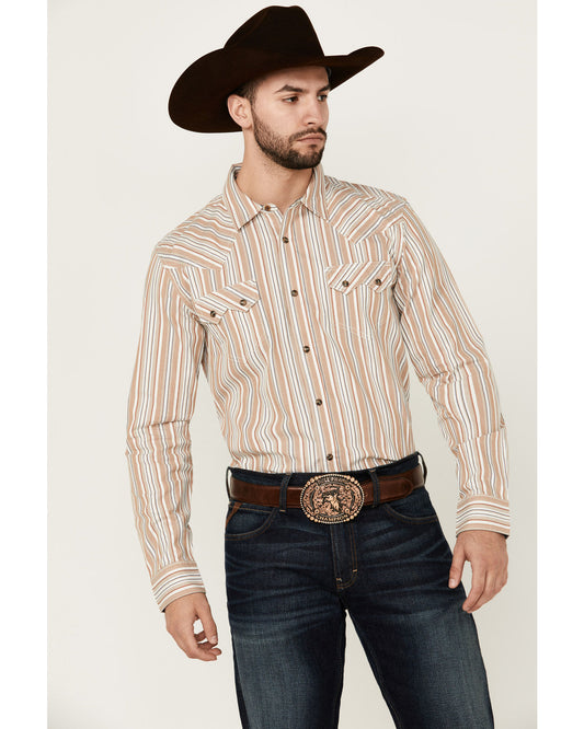 Cody James Men's Tough Guy Dobby Striped Print Long Sleeve Snap Wester
