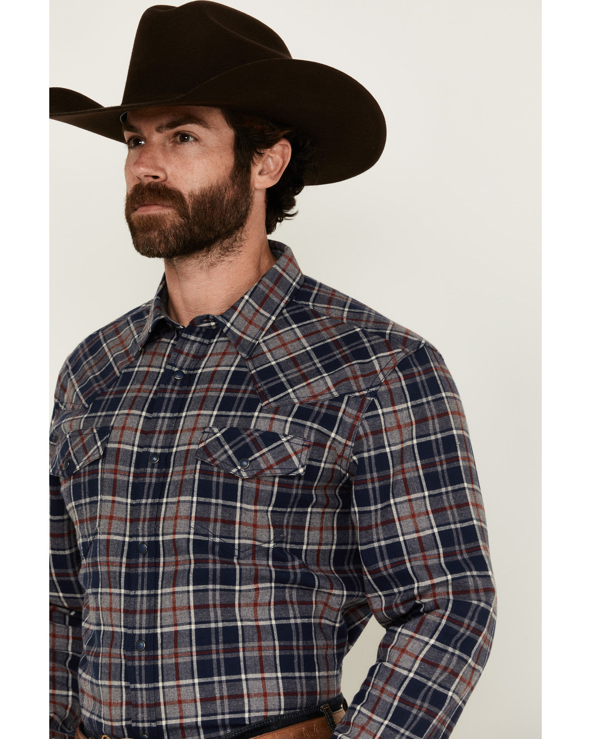 Cody James Men's Poker Plaid Print Long Sleeve Snap Western Shirt