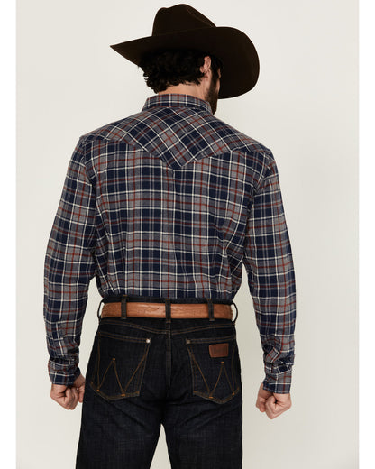 Cody James Men's Poker Plaid Print Long Sleeve Snap Western Shirt