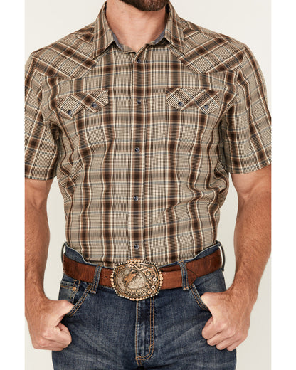 Cody James Men's Poncho Plaid Print Short Sleeve Snap Western Shirt