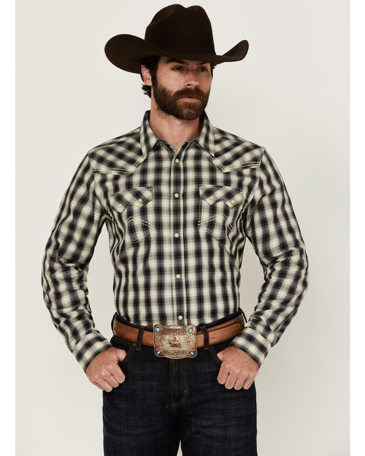 Cody James Men's Rey Plaid Print Long Sleeve Snap Western Shirt