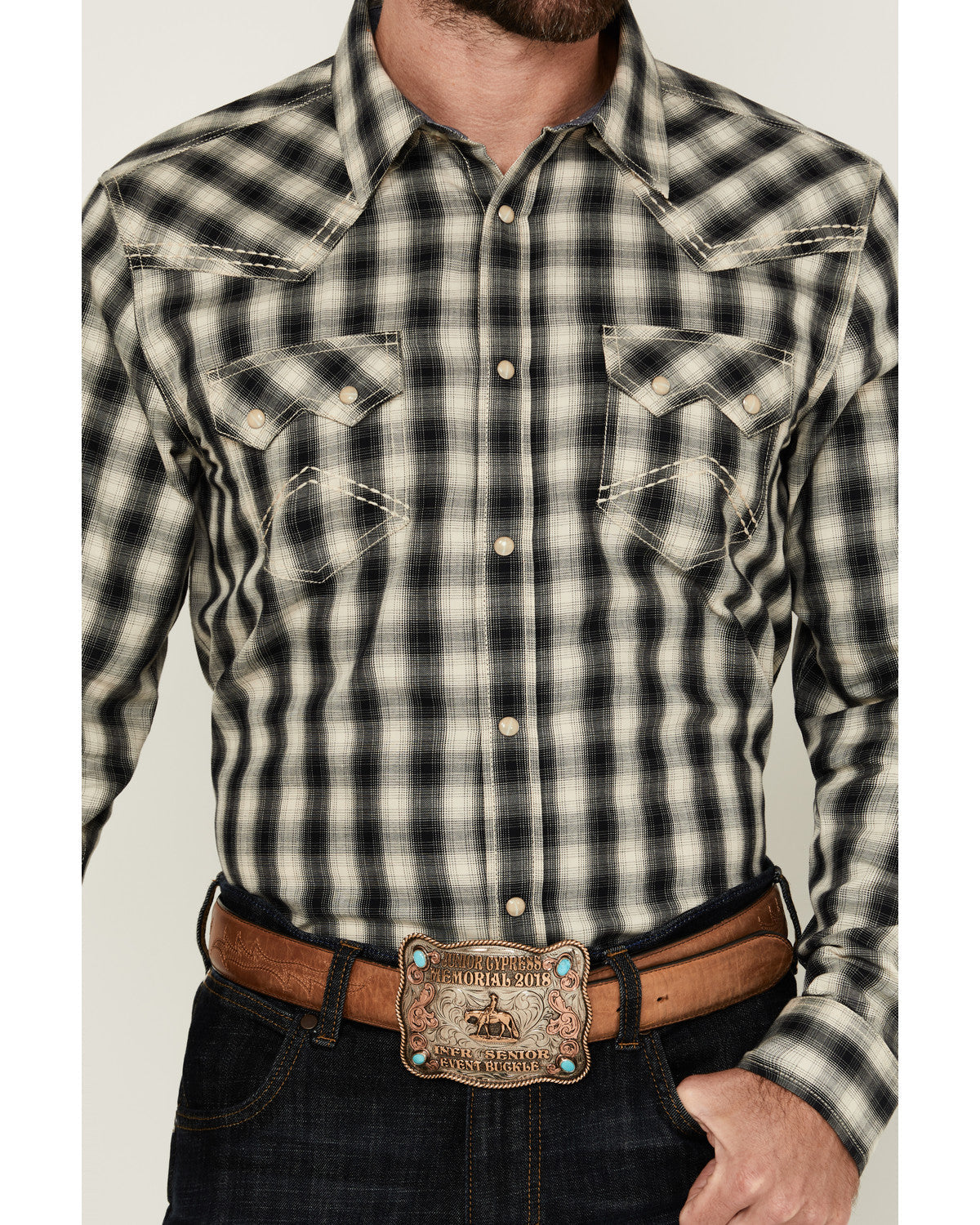 Cody James Men's Rey Plaid Print Long Sleeve Snap Western Shirt