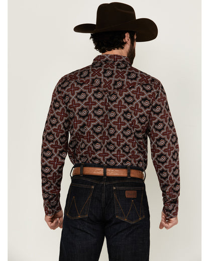 Cody James Men's Daybreak Geo Print Long Sleeve Snap Western Shirt