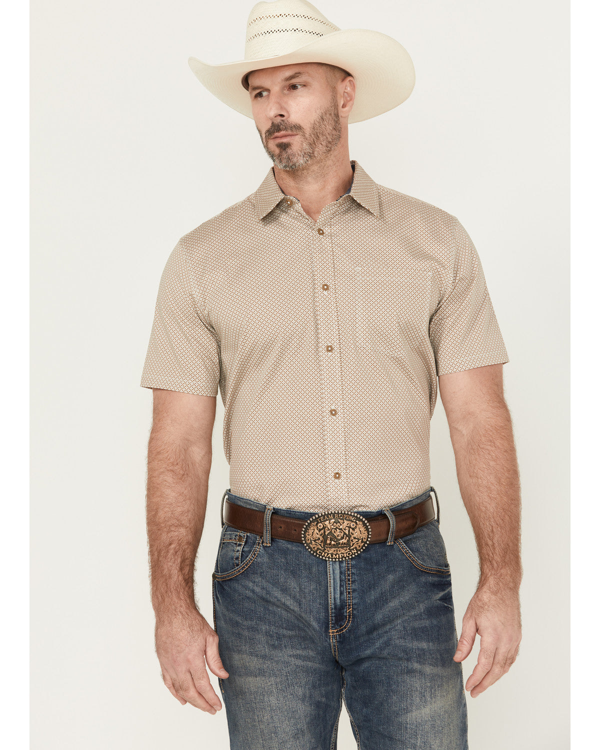 Cody James Men's Grill And Greet Geo Print Short Sleeve Button-Down St