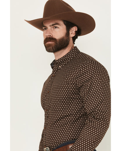 Cody James Men's Sebastian Geo Print Long Sleeve Button-Down Stretch W