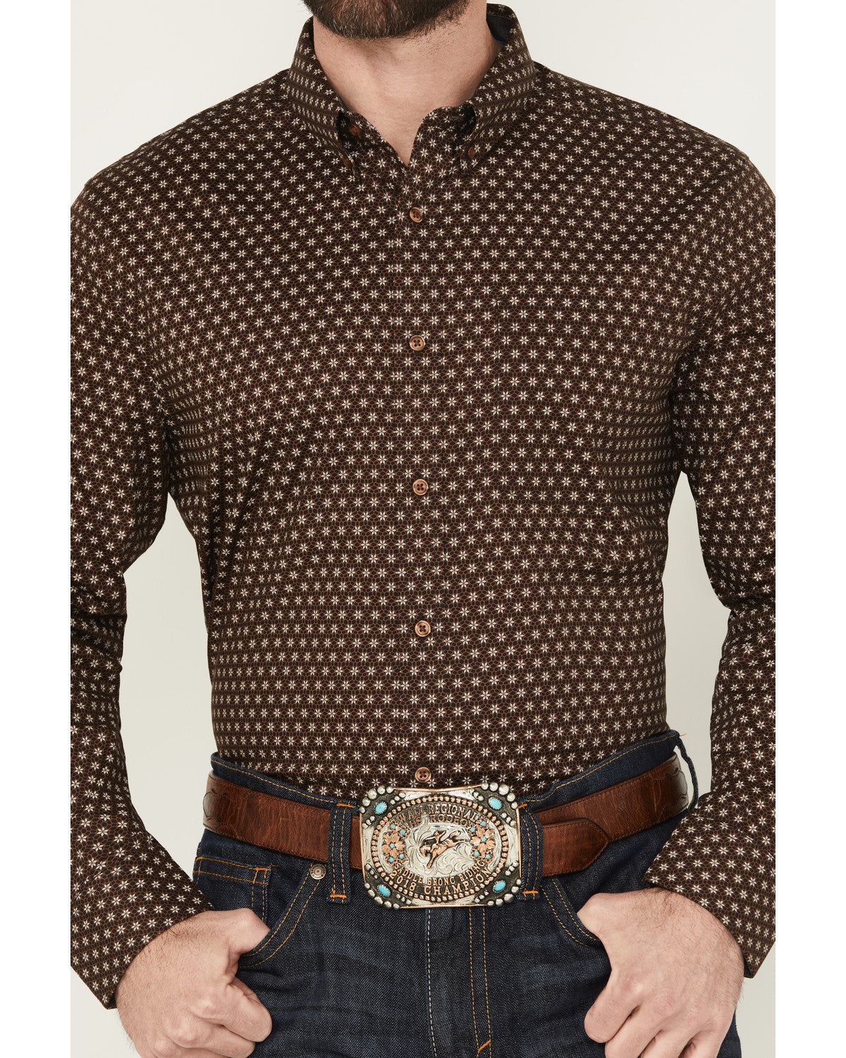 Cody James Men's Sebastian Geo Print Long Sleeve Button-Down Stretch W