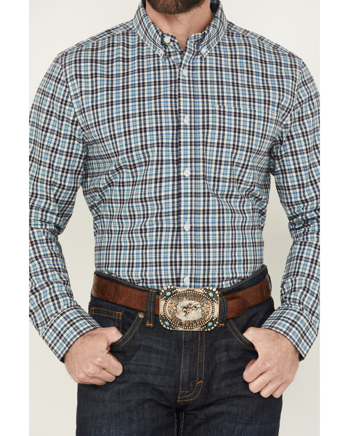 Cody James Men's Bob Plaid Print Long Sleeve Button-Down Western Shirt