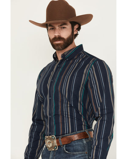Cody James Men's Blake Striped Long Sleeve Button-Down Stretch Western