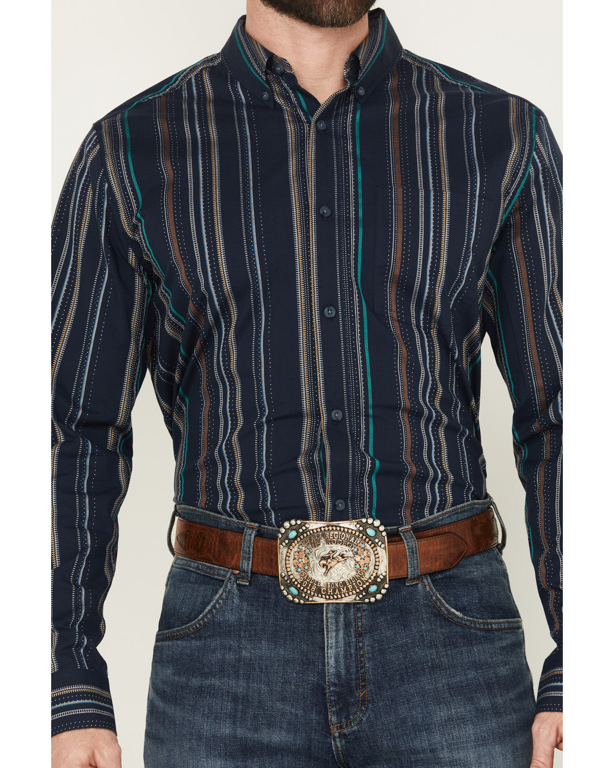 Cody James Men's Blake Striped Long Sleeve Button-Down Stretch Western