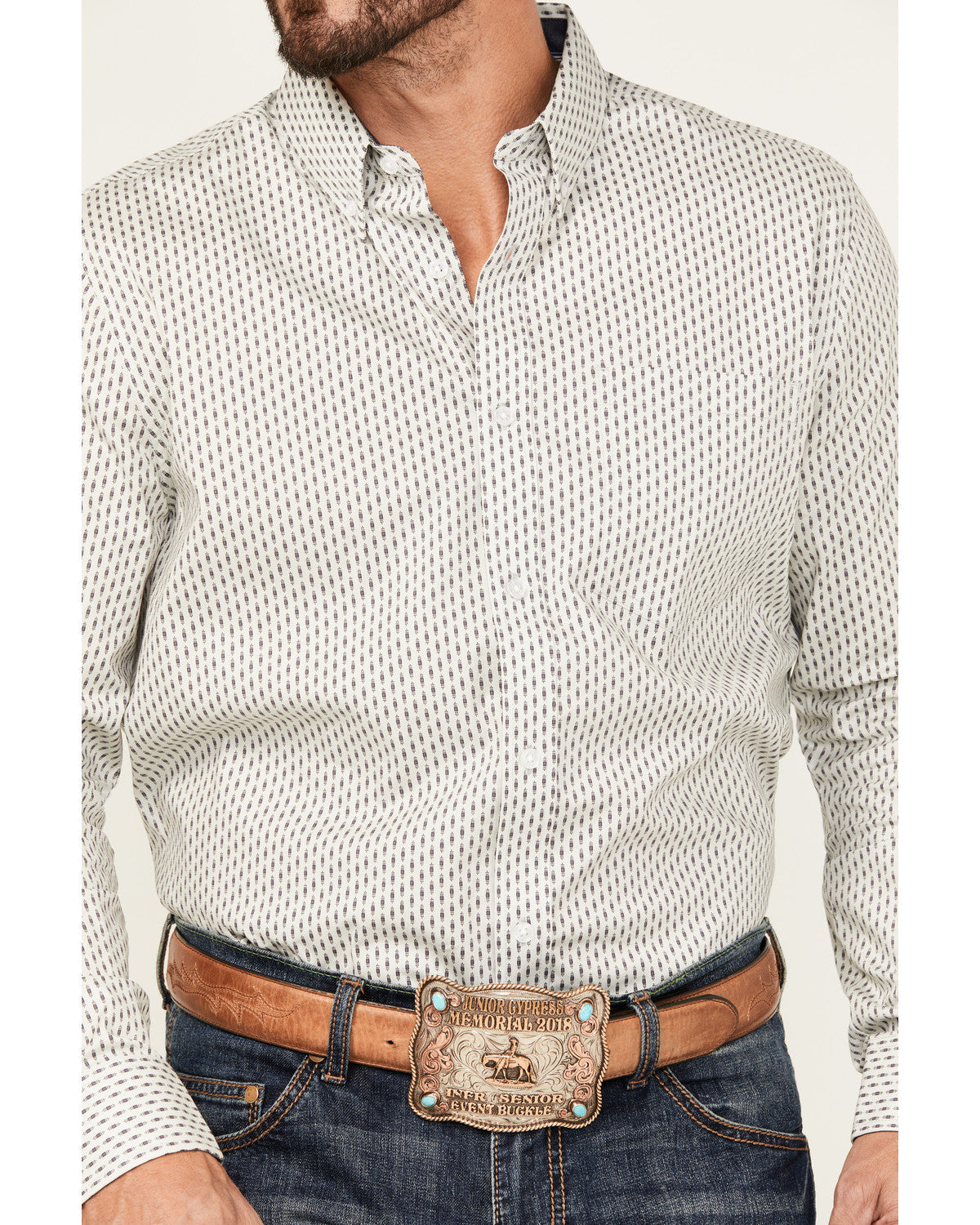 Cody James Men's Stirling Geo Print Long Sleeve Button-Down Stretch We