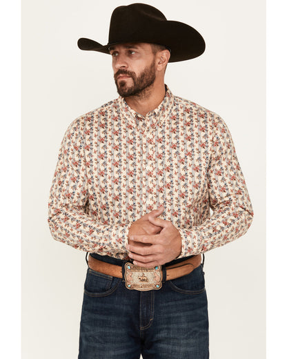 Cody James Men's Kenton Floral Striped Long Sleeve Button-Down Stretch